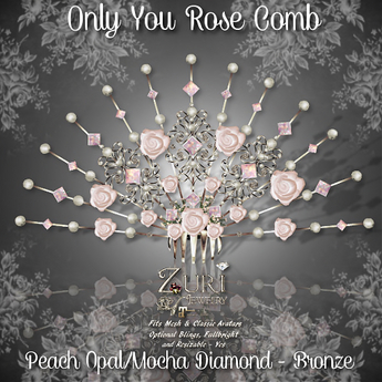 Second Life Marketplace - C Zuri's Only You Rose Comb V2 - Peach Opal